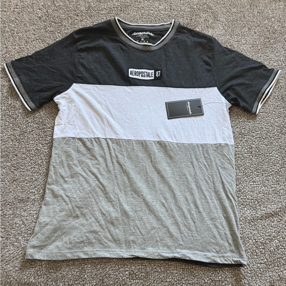 Men’s Aeropostale T-Shirt Black White Gray Size Large 10/10 Condition Unworn